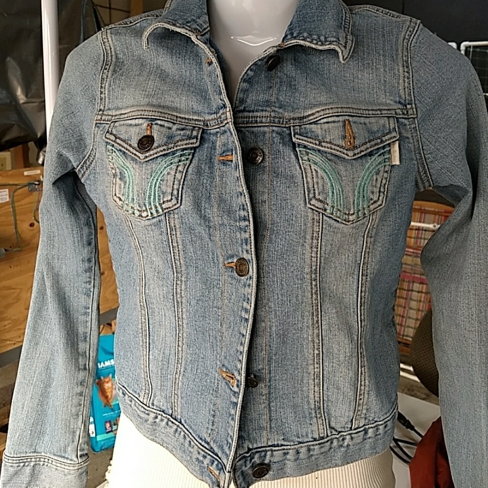 Hollister light wash jean jacket Junior medium